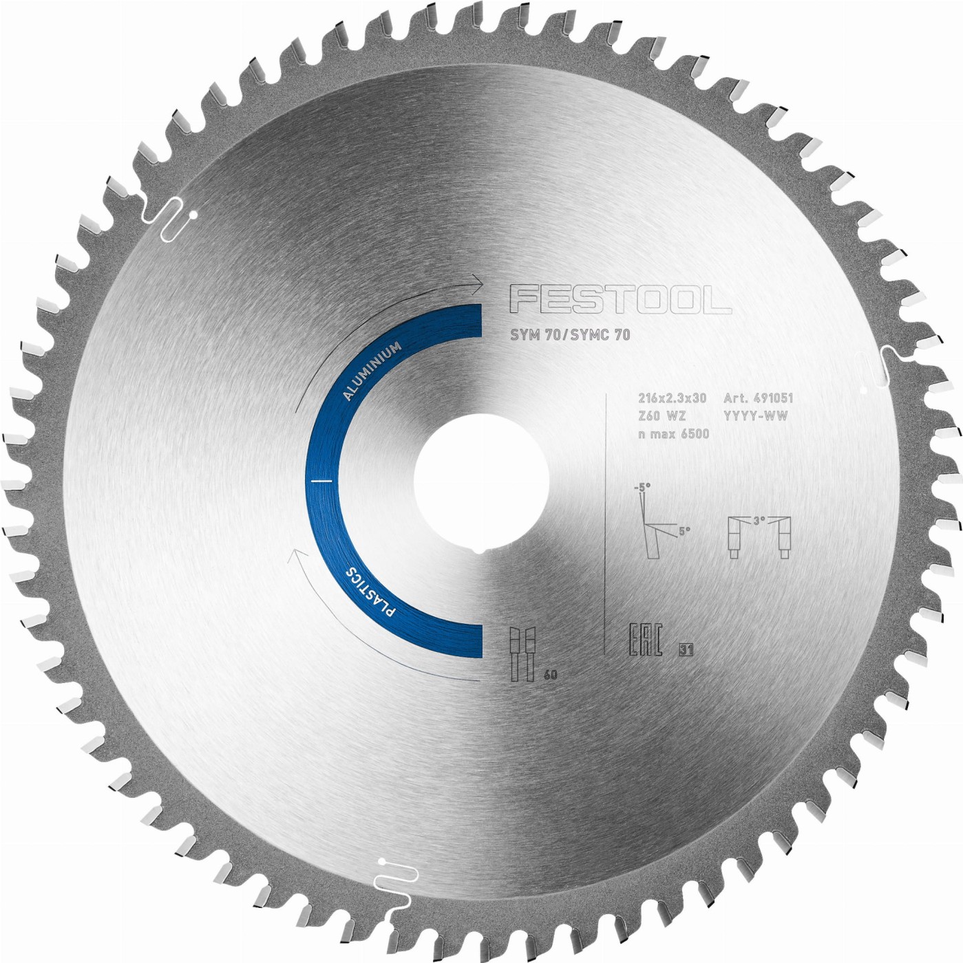 Piła tarczowa HW 216x2,3x30 W60 FESTOOL 491051
