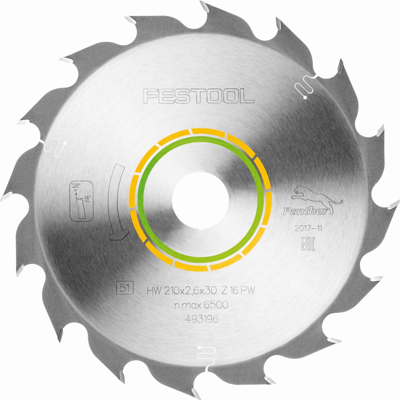 Piła tarczowa HW 210x2,6x30 PW16 FESTOOL 493196