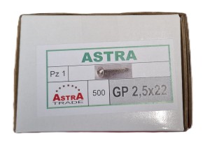 GWOŹDZIO-WKRĘT DO HDF ASTRA 2.5x22 OCYNK BIAŁY OPAK 500SZT