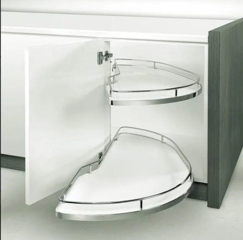 Półka narożna nerka lewa 450mm biała/chrom Girasolo 721S11CB2GA