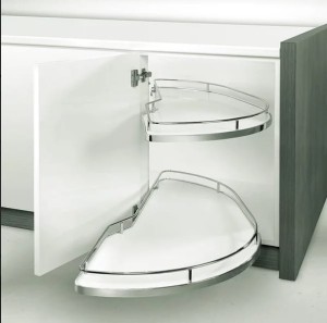 Półka narożna nerka prawa 600mm biała/chrom Girasolo