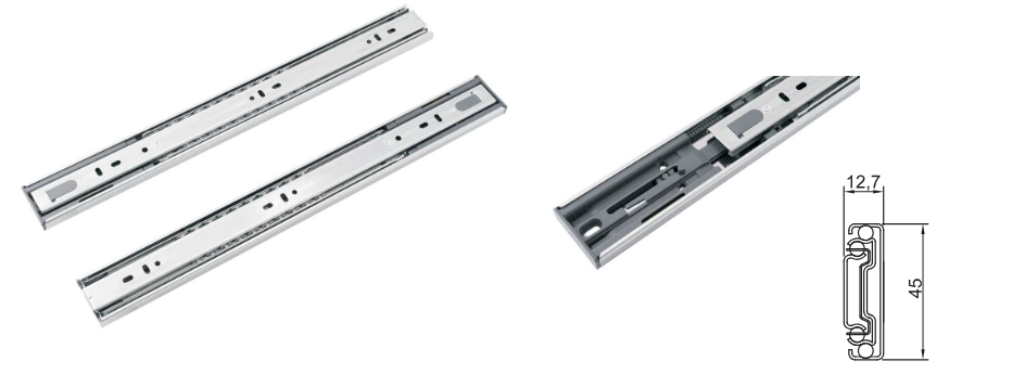 Prowadnica kulkowa pełen wysuw z miękkim domykiem STAR SOFT