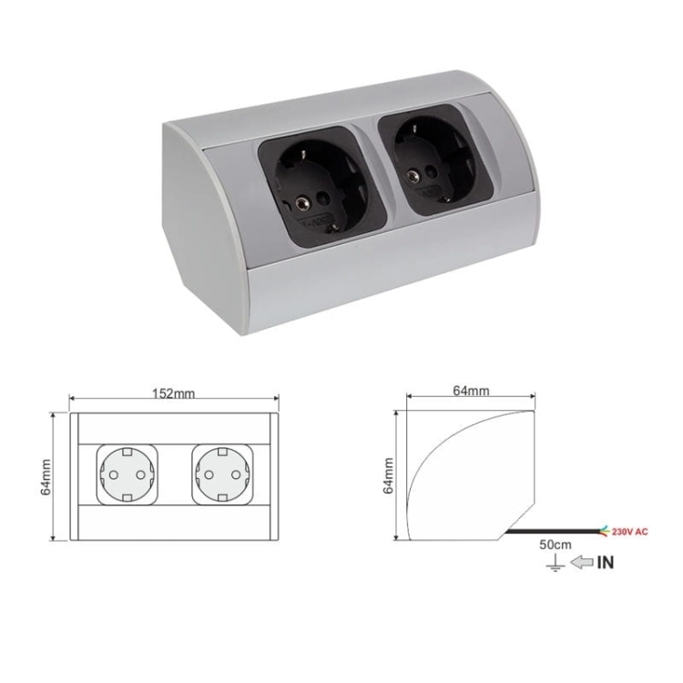 Gniazdo Corner Box 2x gniazdo Schuko aluminium