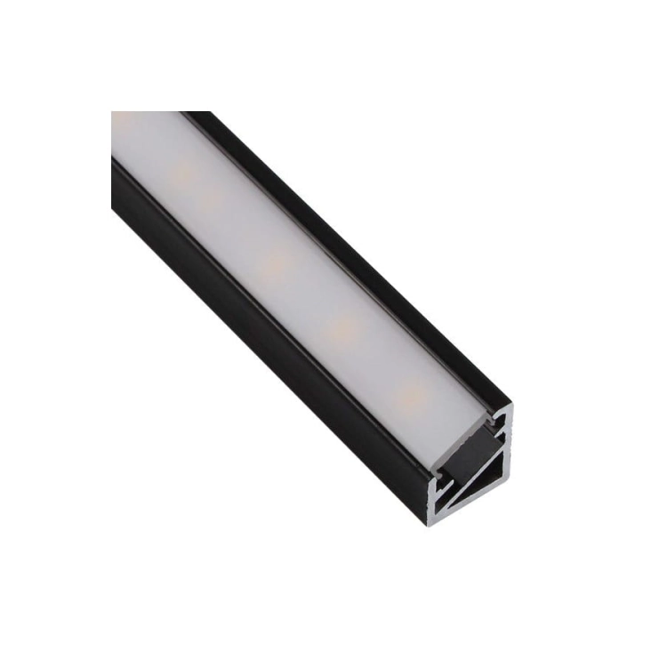 Profil Led Triline 3m kątowy Czarny, klosz mleczny