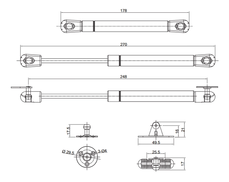 Teleskop gazowy 156mm wymiary