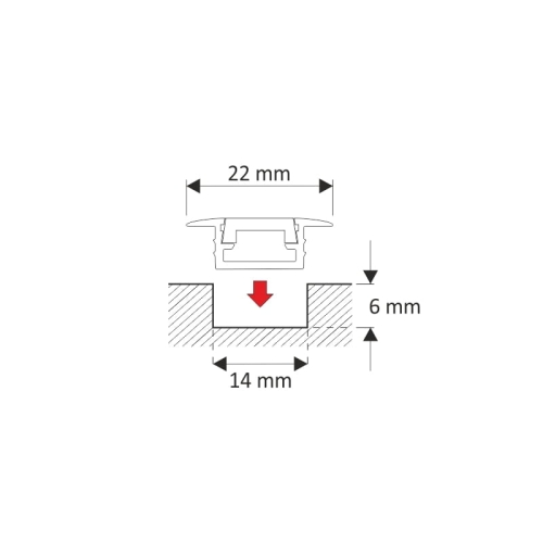 Profil Led Inline mini XL wpuszczany złoty wymiary