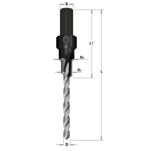 Wiertło do konfirmatu 7.0x50 HS RH wymiary
