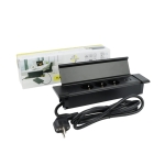 Gniazdo Flat Box CZARNY 3x gniazdo schuko, 1xUSB typ A, 1xUSB typ C przewód 1.8m 2