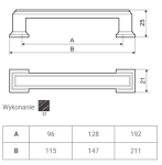 Uchwyt meblowy 96mm UZ 71 miedź wymiary