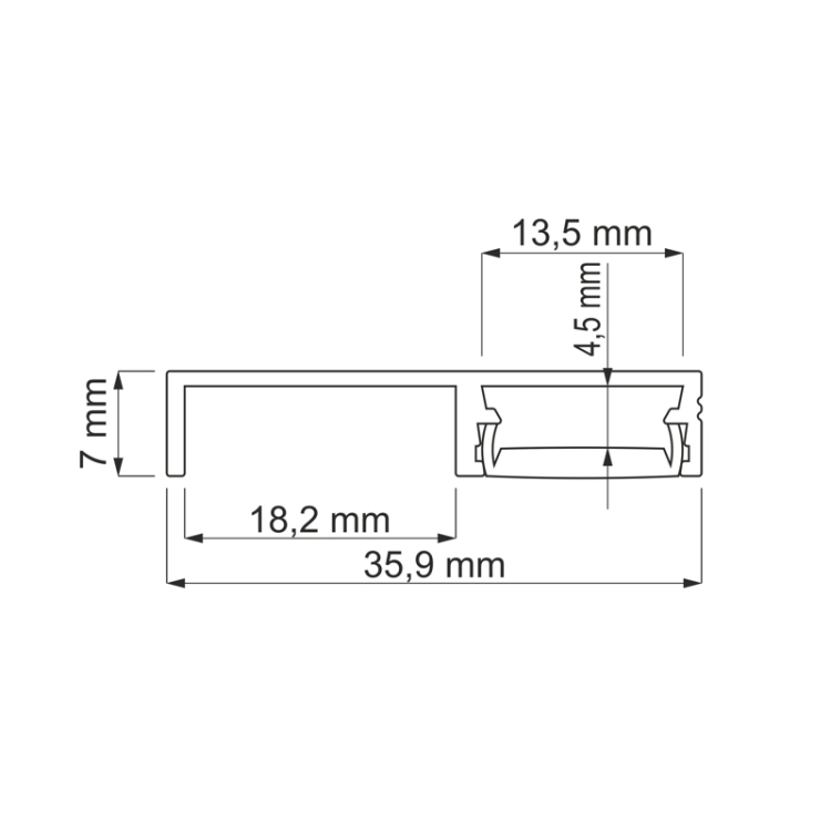 Profil Led Floorline 2.0 mb do cokołu Czarny z osłonką mleczną wymiary