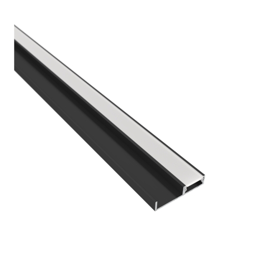 Profil Led Floorline 2.0 mb do cokołu Czarny z osłonką mleczną