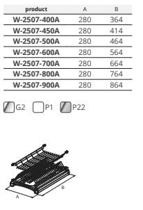 Ociekarka 50 biała z podstawą alu. W-2507-500A.P1 wymiary