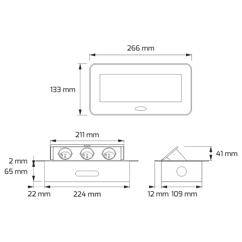 Gniazdo Kombi Box wymiary
